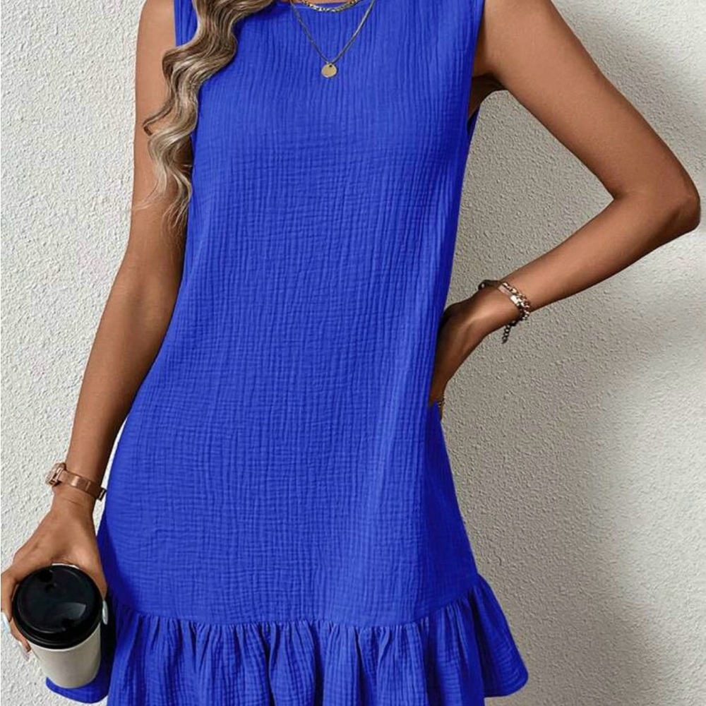 Elegant Blue Sleeveless Dress